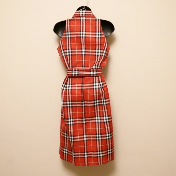 BURBERRY LONDON Red Plaid Sleeveless Dress, size 38 - Picture 2 of 4